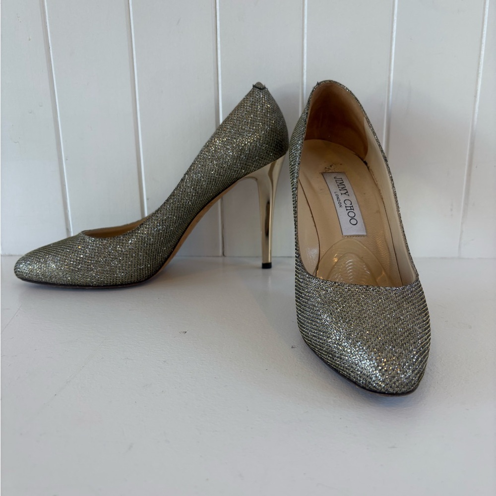 Jimmy Choo Sparkling Gold Heels